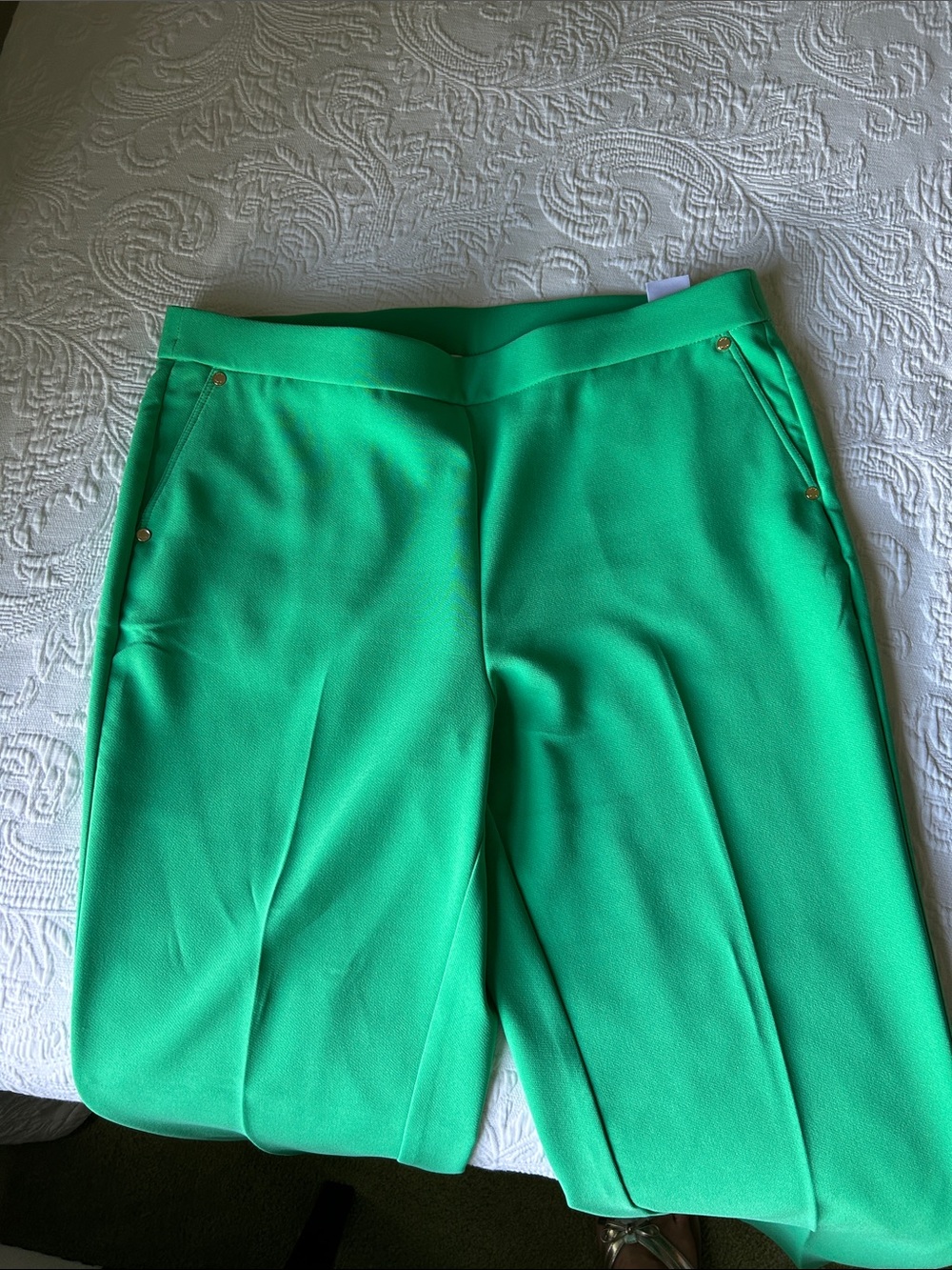 Anne Klein Bright Green Wide-Leg Culotte Pants